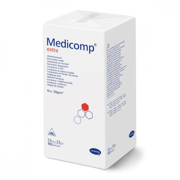 Bild von Medicomp Extra Vlieskomp.Unsteril 7,5x7,5 Cm 6fach (100 stk)